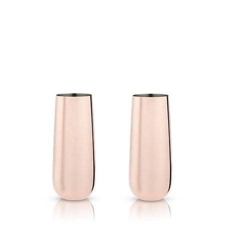 VISKI Viski 6456 8 oz Summit Stemless Champagne Flutes; Copper - Set of 2 6456